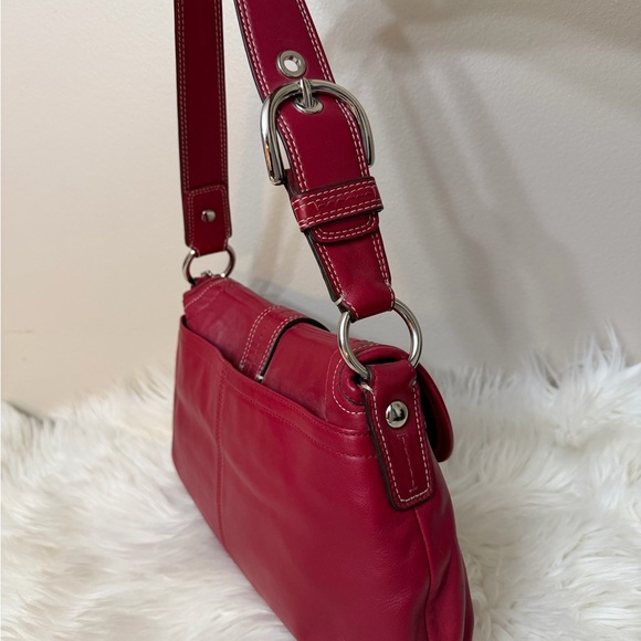 Coach Cherry Red Leather Shoulder Bag #F15204 - Picture 5 of 15